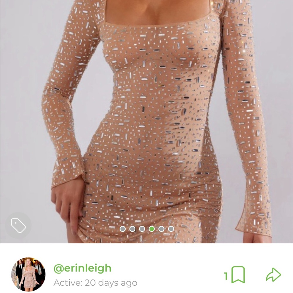 Oh Polly Nude Sequin Mini Dress